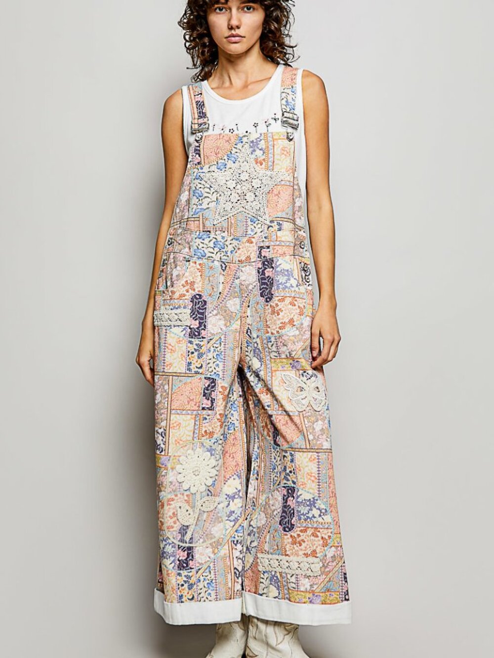 NEW BEST SELLING POL OVERALL FLORAL MULTI WITH AMAZING PATCHING